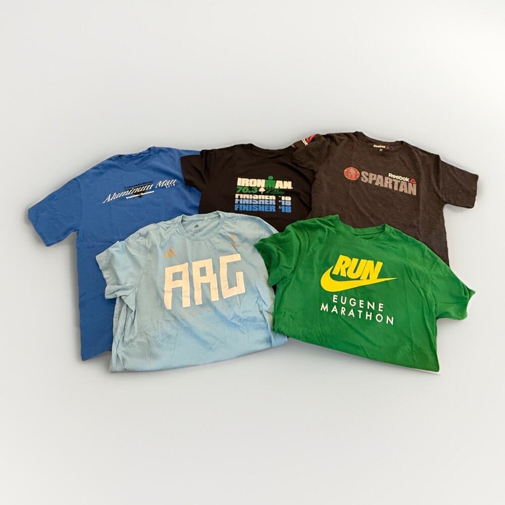 Lot Of 5 Nike Adidas Reebok Spartan Ironman Graphic T Shirts Swoosh T-shirts M - Picture 1 of 7